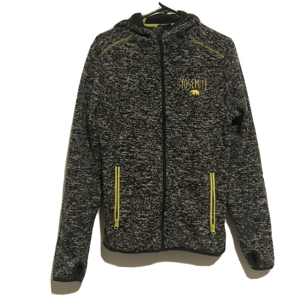 Gray Zip Up Yosemite Bear Hoodie Yellow Accents Women’s Large